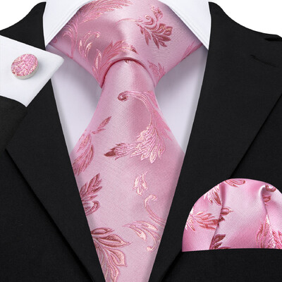 Stiilne roheline lilleline siidist Meeste lips Hanky mansetinööpide komplekt Jacquard lillega kaelaside meeste pulmadeks äripeoüritusteks Barry.Wang