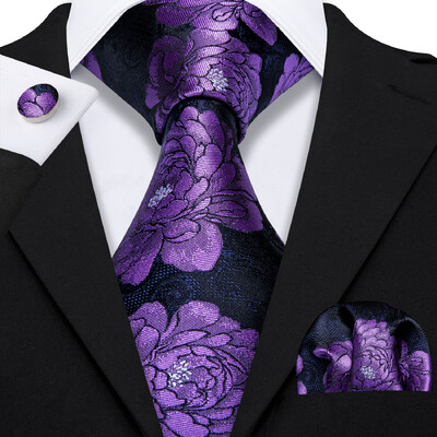 Stiilne roheline lilleline siidist Meeste lips Hanky mansetinööpide komplekt Jacquard lillega kaelaside meeste pulmadeks äripeoüritusteks Barry.Wang