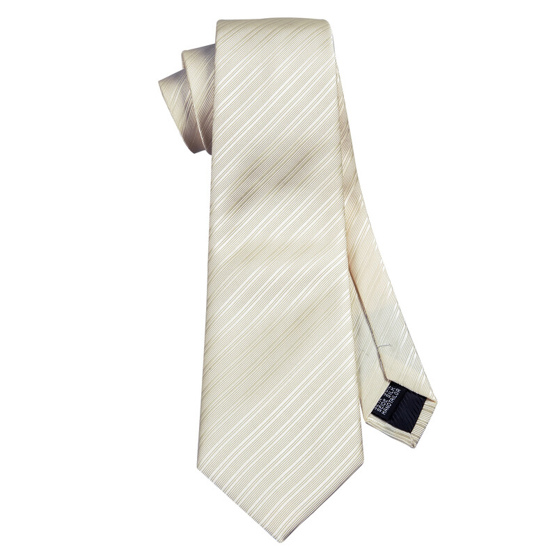 Barry.Wang bézs csíkos selyem férfi nyakkendő zsebkendő mandzsettagomb szett Jacquard kék piros zöld nyakkendő férfi esküvői üzleti partyra