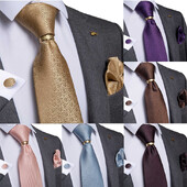 Cravată bărbați auriu, albastru, roșu, verde, cravată de nuntă din mătase de calitate solidă, pentru bărbați, inel de cravată, butoni, set de cravate cadou de afaceri DiBanGu Design