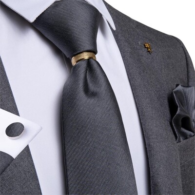 Cravată bărbați auriu, albastru, roșu, verde, cravată de nuntă din mătase de calitate solidă, pentru bărbați, inel de cravată, butoni, set de cravate cadou de afaceri DiBanGu Design