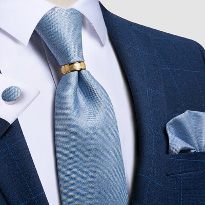 Cravată bărbați auriu, albastru, roșu, verde, cravată de nuntă din mătase de calitate solidă, pentru bărbați, inel de cravată, butoni, set de cravate cadou de afaceri DiBanGu Design