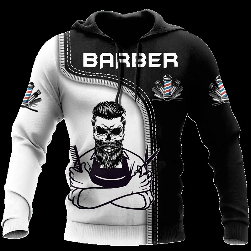 Vicces Borbély Design Grafikus pulóverek Divat Professzionális kapucnis pulóver Férfi Ruhák Új pulóverek és pulóverek Alkalmi alkalmi felsők