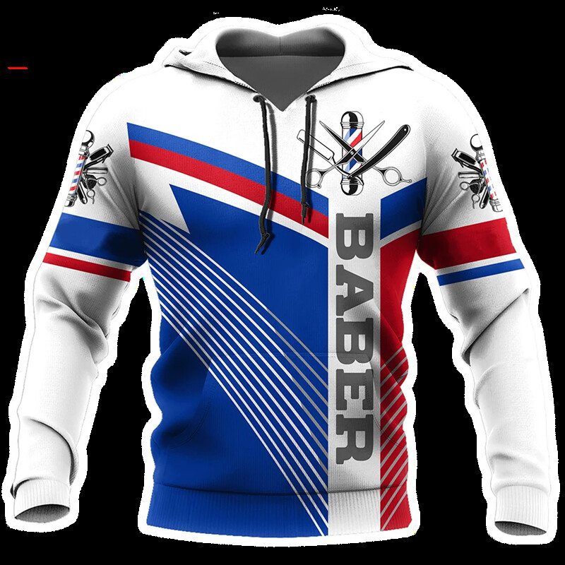 Vicces Borbély Design Grafikus pulóverek Divat Professzionális kapucnis pulóver Férfi Ruhák Új pulóverek és pulóverek Alkalmi alkalmi felsők