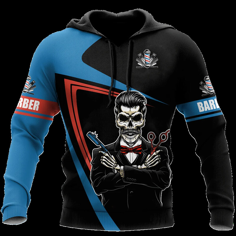 Vicces Borbély Design Grafikus pulóverek Divat Professzionális kapucnis pulóver Férfi Ruhák Új pulóverek és pulóverek Alkalmi alkalmi felsők