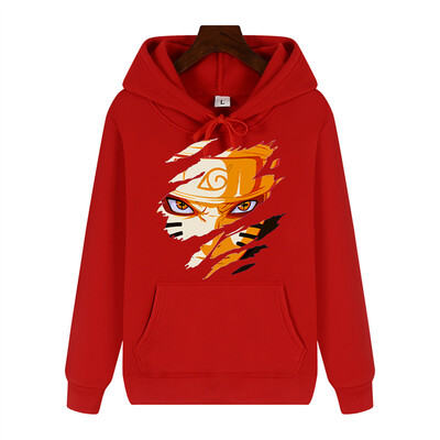 Uzumaki Naruto radošā apdruka rudens/ziemas ērta, mīksta, biezāka vīriešu augstas kvalitātes ikdienas modes silta ielas kapuce