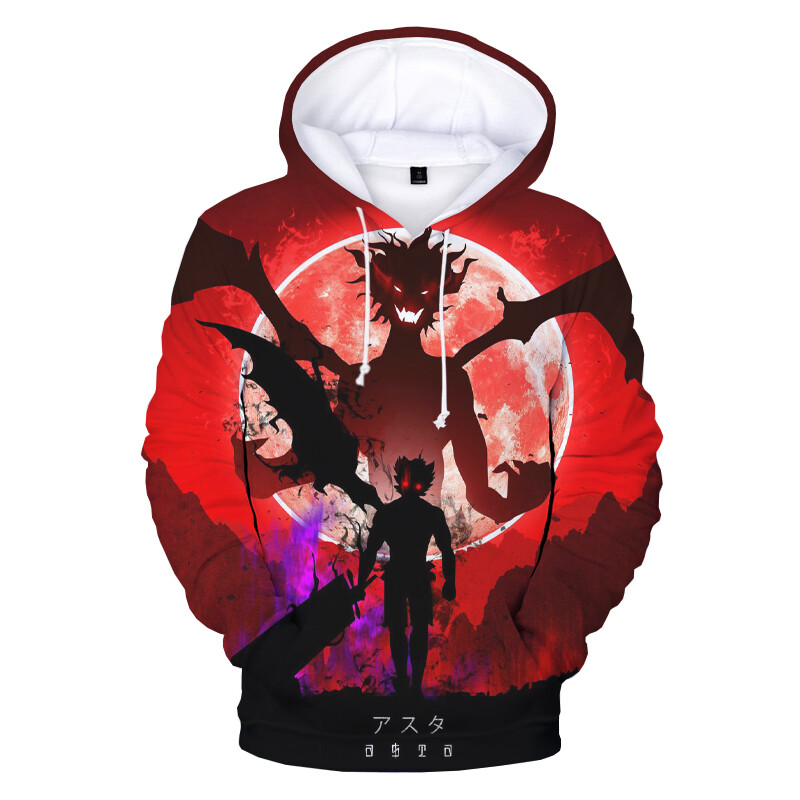 Hot Black Clover 3D Print Hoodie Vīriešu/sieviešu Unisex Harajuku Forši džemperi Zēniem/meitenēm Anime Asta Liela izmēra džemperis