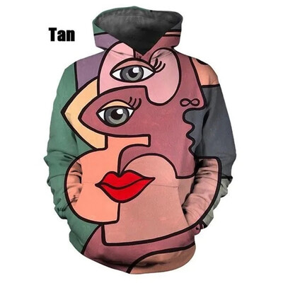 Absztrakt művészet 3D nyomtatás kapucnis pulóver divat hip-hop férfi és női alkalmi pulóver kapucnis férfi ruhák felsők pulóverek kapucnis ruházat