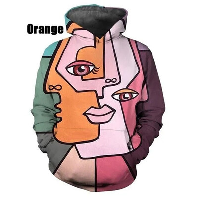 Absztrakt művészet 3D nyomtatás kapucnis pulóver divat hip-hop férfi és női alkalmi pulóver kapucnis férfi ruhák felsők pulóverek kapucnis ruházat