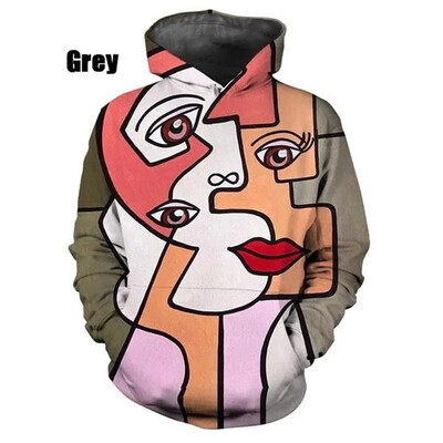 Absztrakt művészet 3D nyomtatás kapucnis pulóver divat hip-hop férfi és női alkalmi pulóver kapucnis férfi ruhák felsők pulóverek kapucnis ruházat