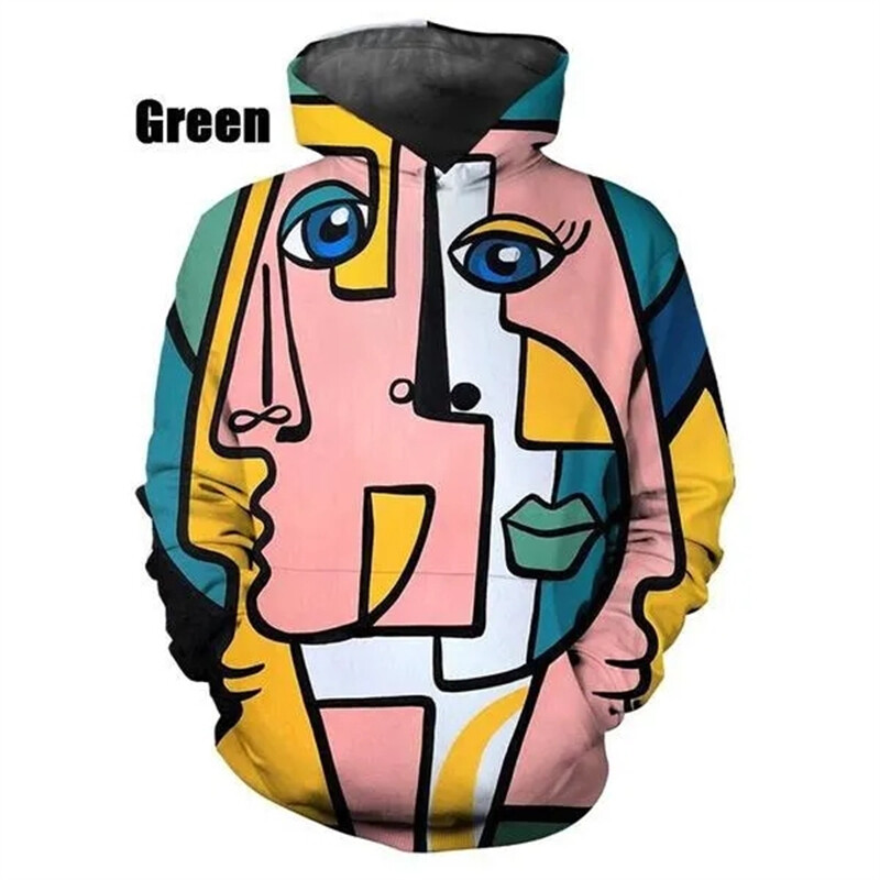 Absztrakt művészet 3D nyomtatás kapucnis pulóver divat hip-hop férfi és női alkalmi pulóver kapucnis férfi ruhák felsők pulóverek kapucnis ruházat