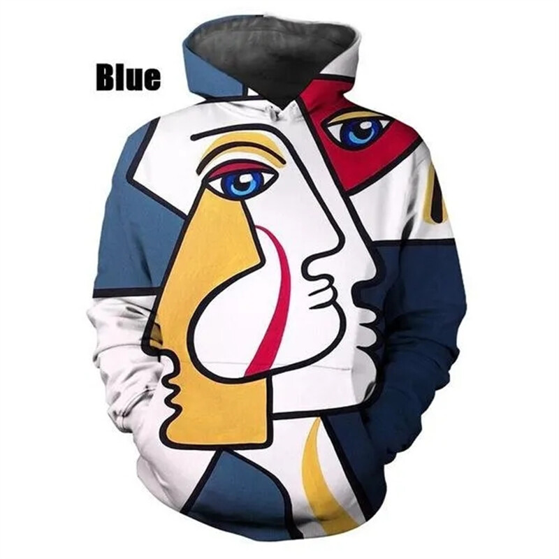 Absztrakt művészet 3D nyomtatás kapucnis pulóver divat hip-hop férfi és női alkalmi pulóver kapucnis férfi ruhák felsők pulóverek kapucnis ruházat