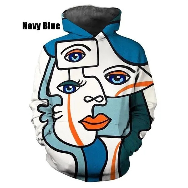 Absztrakt művészet 3D nyomtatás kapucnis pulóver divat hip-hop férfi és női alkalmi pulóver kapucnis férfi ruhák felsők pulóverek kapucnis ruházat