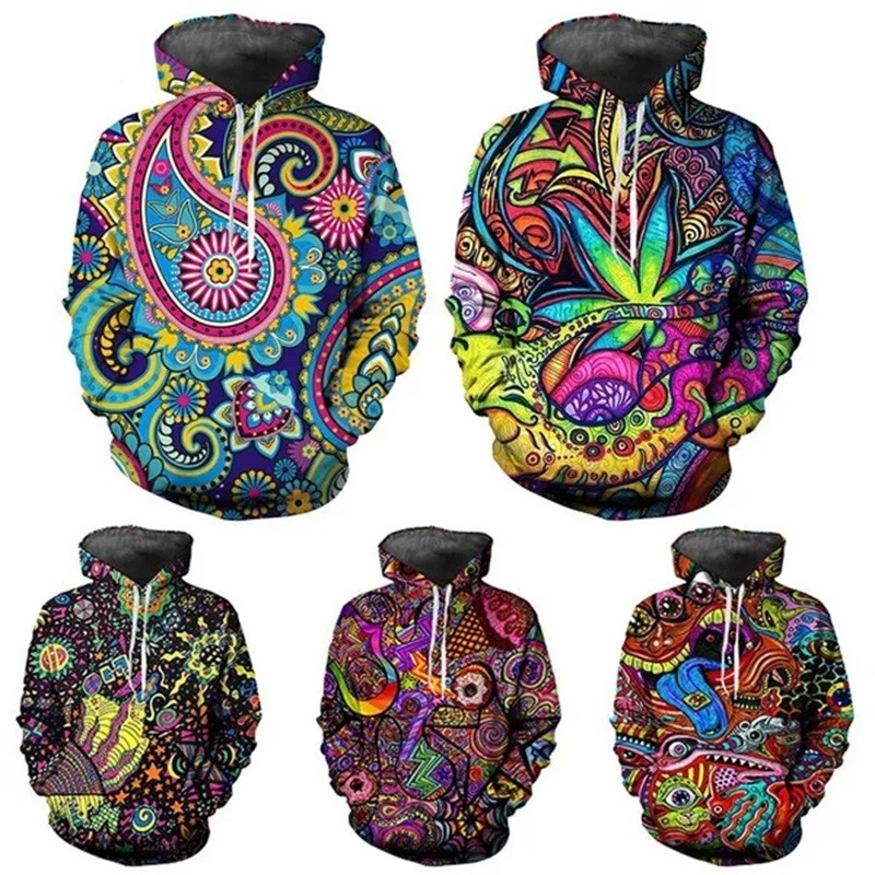 Τρισδιάστατη εκτύπωση Psychedelic Artwork Hoodies για άντρες Μόδα Trippy πουλόβερ Φούτερ Φούτερ Ανδρικά μπλουζάκια με κουκούλα