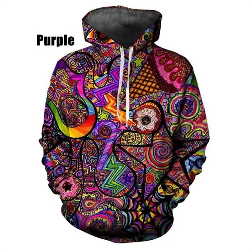 Τρισδιάστατη εκτύπωση Psychedelic Artwork Hoodies για άντρες Μόδα Trippy πουλόβερ Φούτερ Φούτερ Ανδρικά μπλουζάκια με κουκούλα