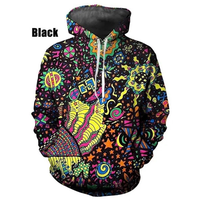Τρισδιάστατη εκτύπωση Psychedelic Artwork Hoodies για άντρες Μόδα Trippy πουλόβερ Φούτερ Φούτερ Ανδρικά μπλουζάκια με κουκούλα