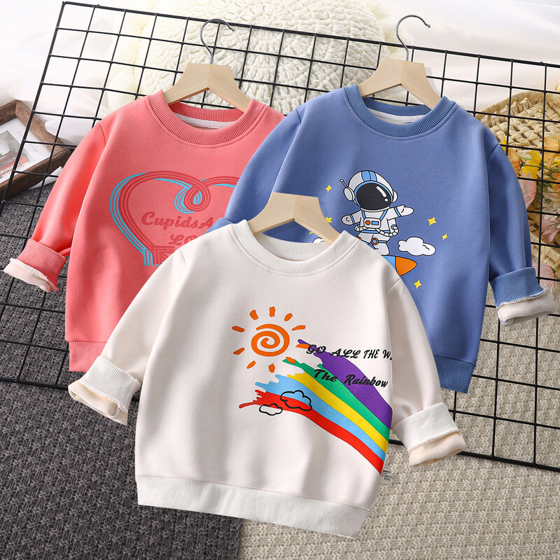 Vaikiški drabužiai Vaikiški megztiniai 2024 m. rudens stori marškinėliai ilgomis rankovėmis berniukams ir mergaitėms Vienviečiai palaidinukai kūdikiams ir mažiems vaikams Kūdikių megztinis