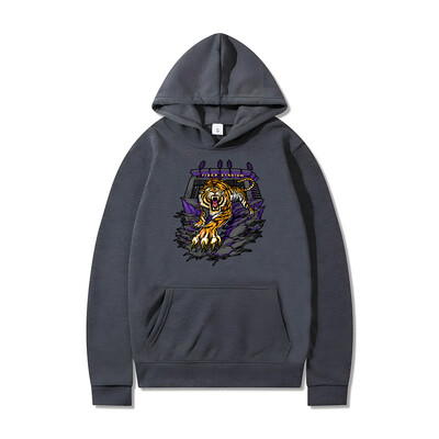 West Coast Hip Hop Vintage High Street Style Cartoon Tiger Print Hoodie Bărbați Femei Primăvară Toamnă Bumbac Îmbrăcăminte cu glugă supradimensionată