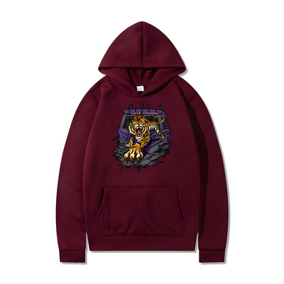 West Coast Hip Hop Vintage High Street Style Cartoon Tiger Print Hoodie Bărbați Femei Primăvară Toamnă Bumbac Îmbrăcăminte cu glugă supradimensionată