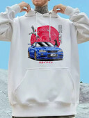 Dizains Puloveri Hoodies Japāņu multfilmas ar automašīnu apdrukātas Harajuku vīriešu grafiskas kapuces Populāri džemperi Mode Roupas Masculinas