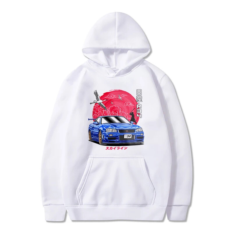 Dizains Puloveri Hoodies Japāņu multfilmas ar automašīnu apdrukātas Harajuku vīriešu grafiskas kapuces Populāri džemperi Mode Roupas Masculinas