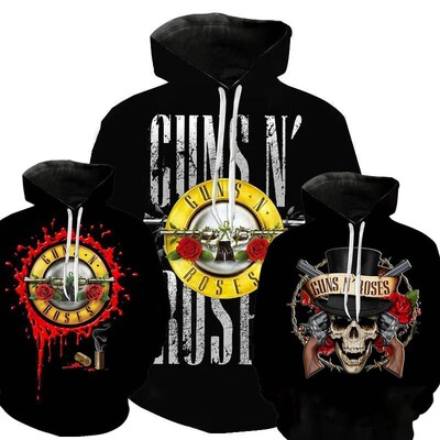 Rock Band Guns N Roses 3d Print Hoodie Ανδρικές Γυναικείες Μόδα Φούτερ Φούτερ για αγόρια Γυναικείες Φόρτες Ανδρικές φόρμες New Sudaderas