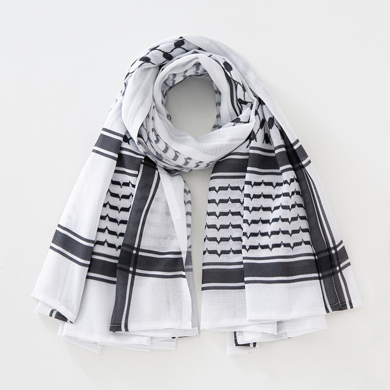 Κλασικό Palestine Black White Keffiyeh Square Print Ανδρικό μαντίλι Shemagh Κασκόλ Ισλάμ Αραβικά Κασκόλ στο λαιμό
