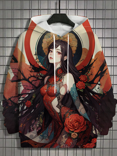 2024. aasta uus anime, naiste moekujundus, trükitud kapuutsid, sügis- ja talvine disaineriga pusad, vabaaja dressipluusid