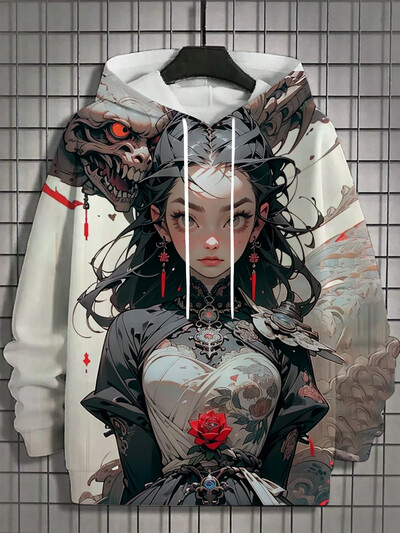 2024. aasta uus anime, naiste moekujundus, trükitud kapuutsid, sügis- ja talvine disaineriga pusad, vabaaja dressipluusid