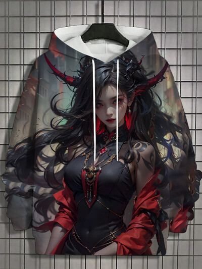 2024. aasta uus anime, naiste moekujundus, trükitud kapuutsid, sügis- ja talvine disaineriga pusad, vabaaja dressipluusid