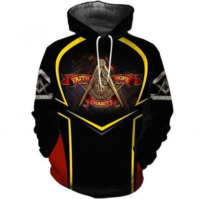 Hanorace masonice imprimate 3D pentru bărbați haine de modă punk francmasonerie hanorace grafice casual Streetwear femei pulovere Y2k