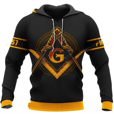 Hanorace masonice imprimate 3D pentru bărbați haine de modă punk francmasonerie hanorace grafice casual Streetwear femei pulovere Y2k