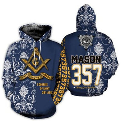 Hanorace masonice imprimate 3D pentru bărbați haine de modă punk francmasonerie hanorace grafice casual Streetwear femei pulovere Y2k
