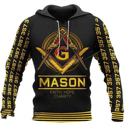 Hanorace masonice imprimate 3D pentru bărbați haine de modă punk francmasonerie hanorace grafice casual Streetwear femei pulovere Y2k