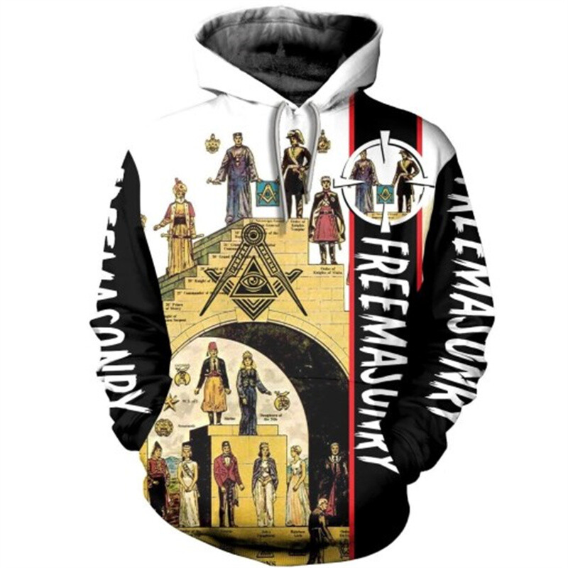 Hanorace masonice imprimate 3D pentru bărbați haine de modă punk francmasonerie hanorace grafice casual Streetwear femei pulovere Y2k