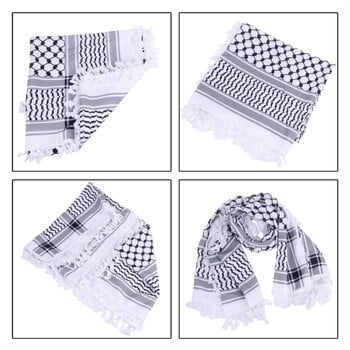 652F Шал Shemagh Desert Keffiyeh Шал за глава и врата Арабска обвивка Шал с пискюли Унисекс