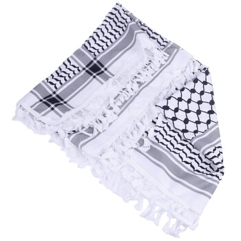 652F Шал Shemagh Desert Keffiyeh Шал за глава и врата Арабска обвивка Шал с пискюли Унисекс