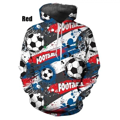 Τρισδιάστατα φούτερ ποδοσφαίρου με μοτίβο ποδοσφαίρου για άντρες Γυναικεία καινοτομία Κομψή προσωπικότητα casual φούτερ Υπερμεγέθη πουλόβερ Ανδρικά φούτερ με κουκούλα