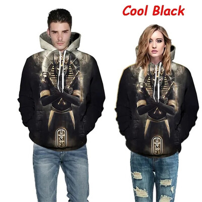 Egyiptomi Halott Isten Egyiptomi Szimbólum Fáraó Anubisz Jelmez Kapucnis Férfi Női 3D Nyomtatott Pulcsi Egyiptom Ruházat Pulóverek 2024 Új