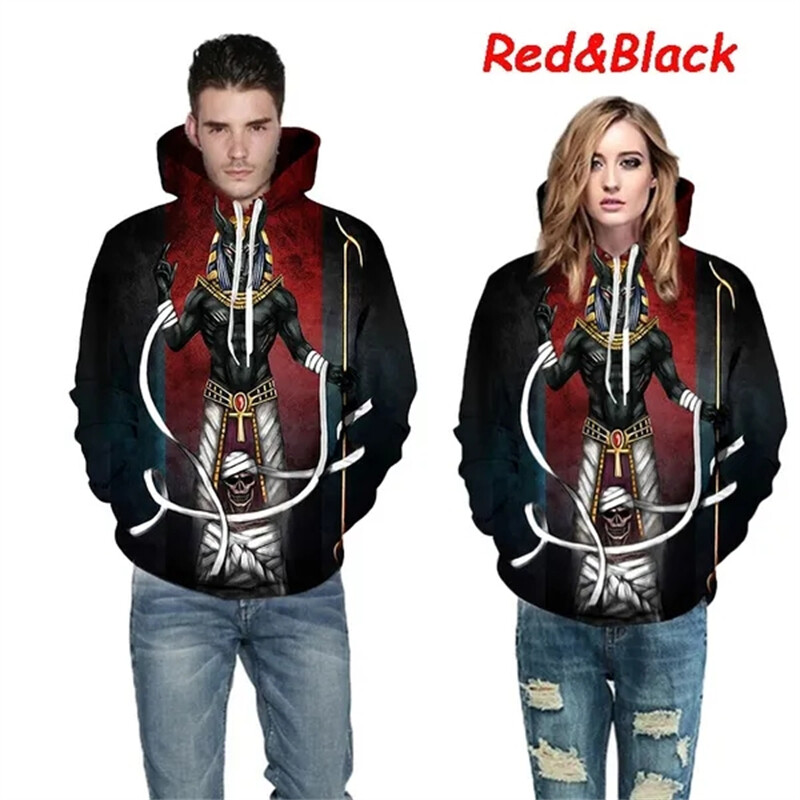 Egyiptomi Halott Isten Egyiptomi Szimbólum Fáraó Anubisz Jelmez Kapucnis Férfi Női 3D Nyomtatott Pulcsi Egyiptom Ruházat Pulóverek 2024 Új