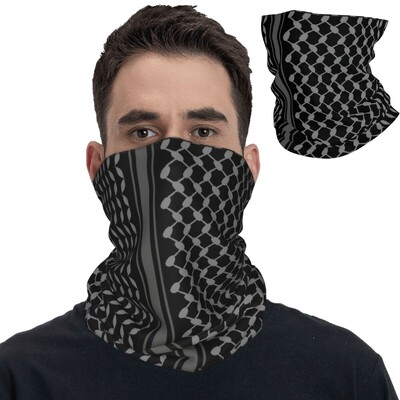 Keffiyeh в черно Shemagh Tactical Bandana Neck Gaiter Щамповани балаклави Wrap Шал Топли шапки Туризъм Унисекс Възрастни Зима