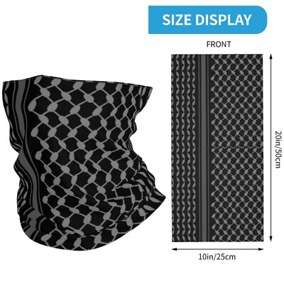 Taktická šatka Keffiyeh v čiernej farbe Shemagh, potlačená kukla, zavinovacia šatka, teplá pokrývka hlavy, turistická unisex, dospelá zima