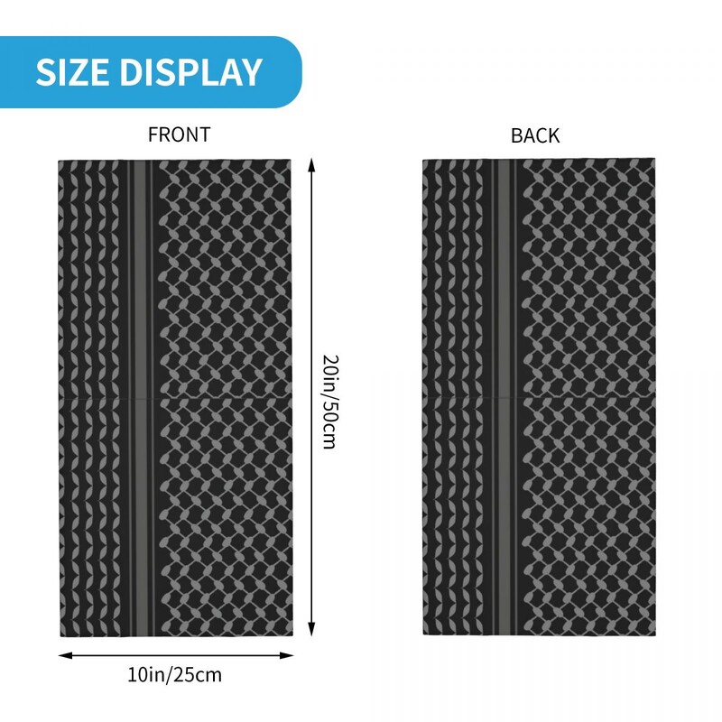 Taktická šatka Keffiyeh v čiernej farbe Shemagh, potlačená kukla, zavinovacia šatka, teplá pokrývka hlavy, turistická unisex, dospelá zima
