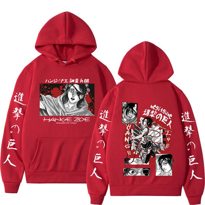Attack On Titan Anime Hooded Hange Zoe Shingeki Graphic Liela izmēra kapuce Vīriešu Sieviešu Apģērbi Manga Džemperis Harajuku Ielas apģērbs