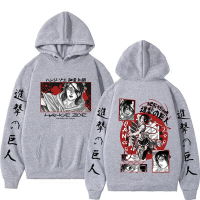 Attack On Titan Anime Hooded Hange Zoe Shingeki Graphic Liela izmēra kapuce Vīriešu Sieviešu Apģērbi Manga Džemperis Harajuku Ielas apģērbs