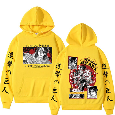 Attack On Titan Anime Hooded Hange Zoe Shingeki Graphic Liela izmēra kapuce Vīriešu Sieviešu Apģērbi Manga Džemperis Harajuku Ielas apģērbs
