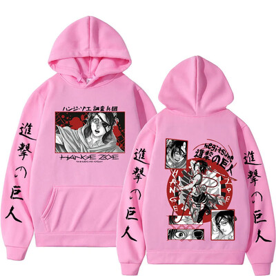 Attack On Titan Anime Hooded Hange Zoe Shingeki Graphic Liela izmēra kapuce Vīriešu Sieviešu Apģērbi Manga Džemperis Harajuku Ielas apģērbs