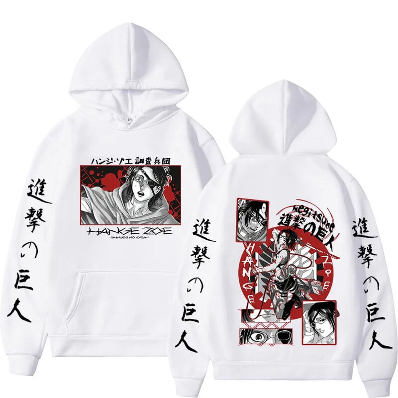 Attack On Titan Anime Hooded Hange Zoe Shingeki Graphic Liela izmēra kapuce Vīriešu Sieviešu Apģērbi Manga Džemperis Harajuku Ielas apģērbs