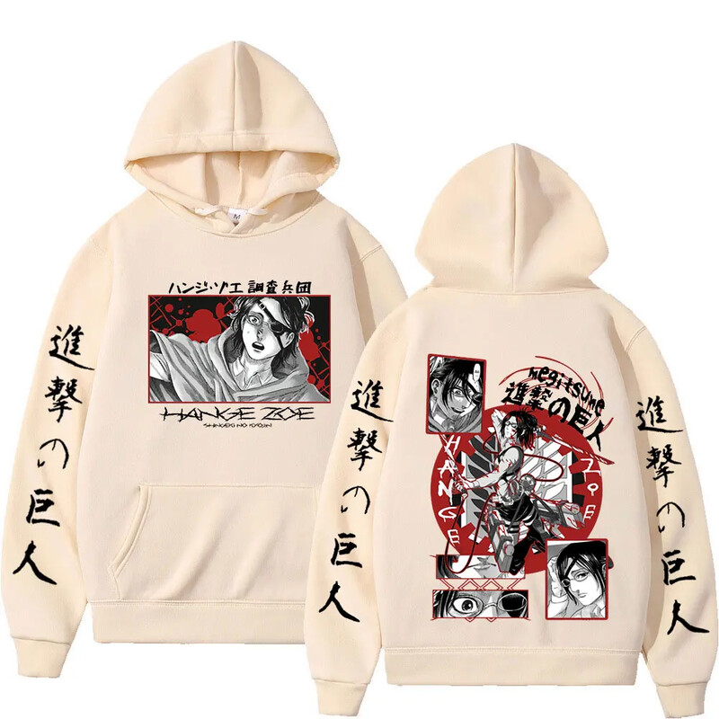 Attack On Titan Anime Hooded Hange Zoe Shingeki Graphic Liela izmēra kapuce Vīriešu Sieviešu Apģērbi Manga Džemperis Harajuku Ielas apģērbs
