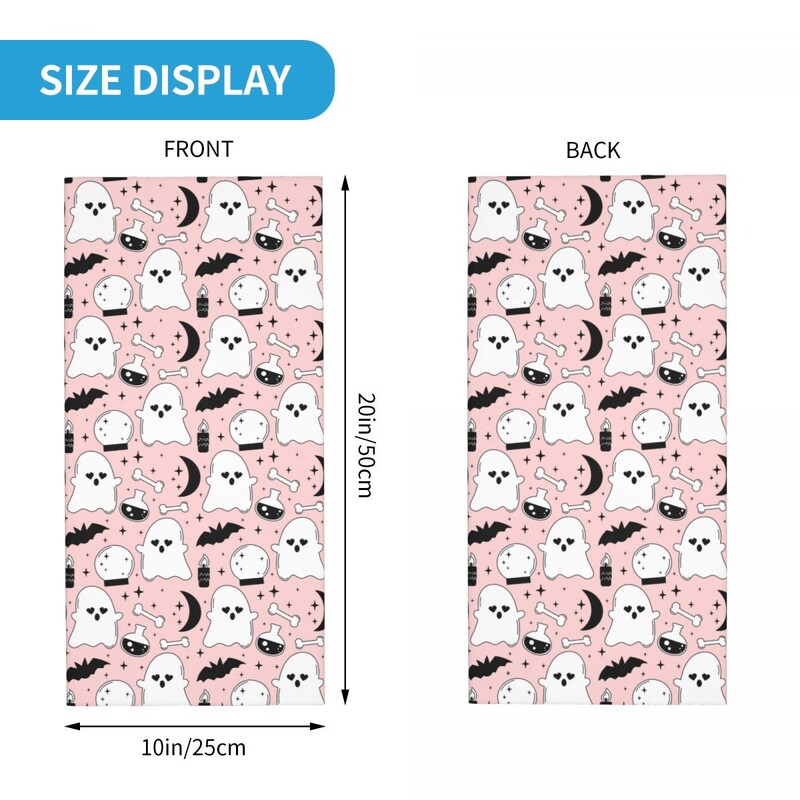 Γελοιογραφία Ροζ Απόκριες Μπαντάνα με γκέτα λαιμού με στάμπα με νυχτερίδες φαντάσματα Κόκαλα Balaclavas Μαγικό κασκόλ Υπαίθριο κεφαλόδεσμο για υπαίθρια σπορ